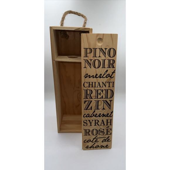 Natural Wooden Wine Red Crate with Handle with Sliding Cover Classy 31-08 - Picture 2 of 16
